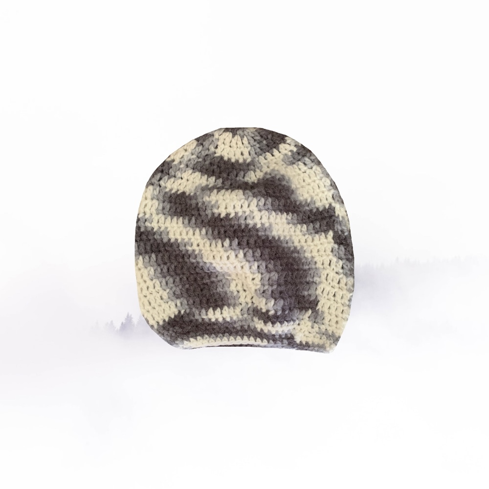 Adult's Grey and White Slouch Beanie